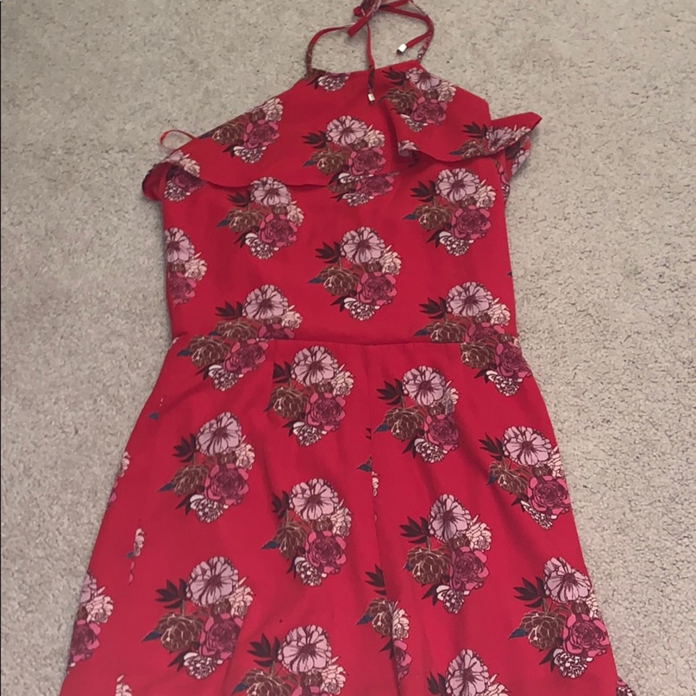 red floral romper